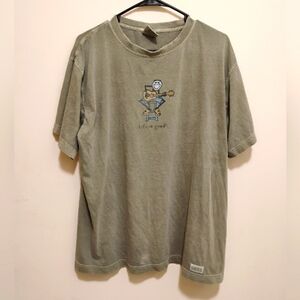 Life is Good Distressed Soft Green Tee Shirt Size Large